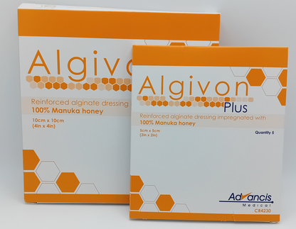 Algivon Plus Reinforced Alginate Dressing Impregnated with 100% Manuka Honey Box of 5