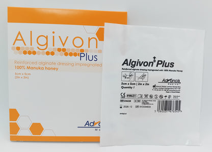 Algivon Plus Reinforced Alginate Dressing Impregnated with 100% Manuka Honey Box of 5