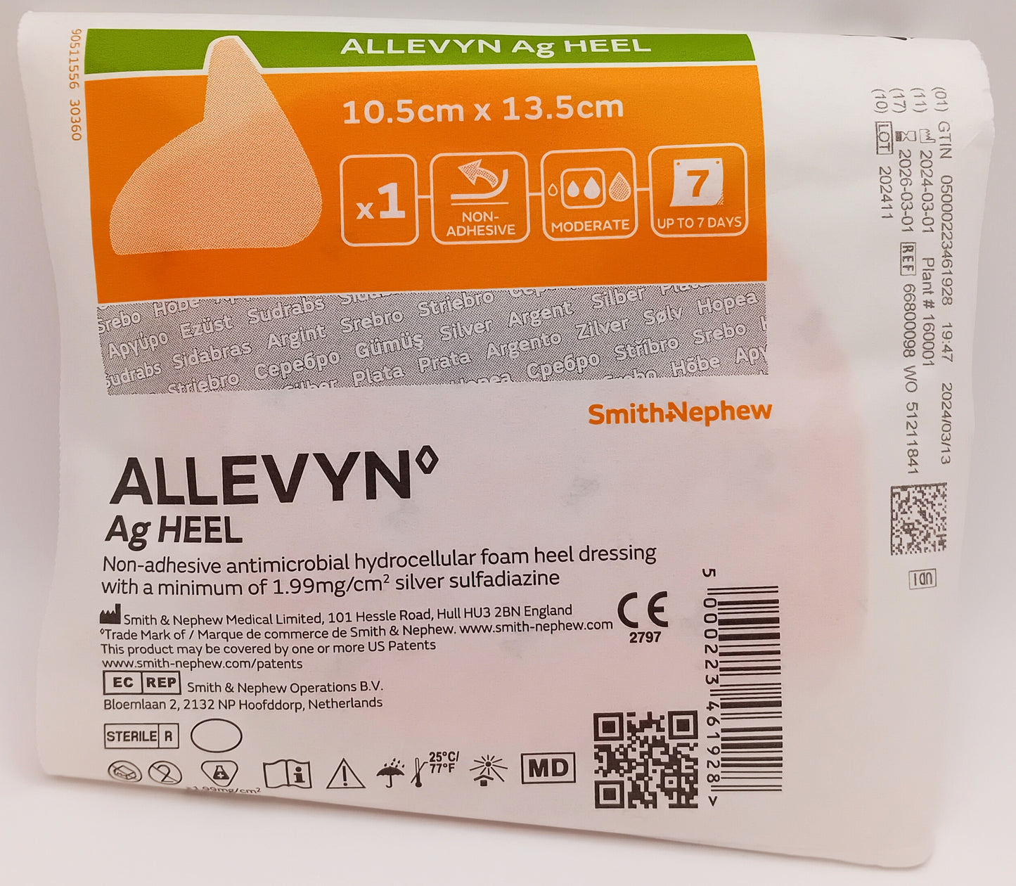 Allevyn AG Heel Foam Dressings 10.5cm x 13.5cm – Sterile Pack of 5