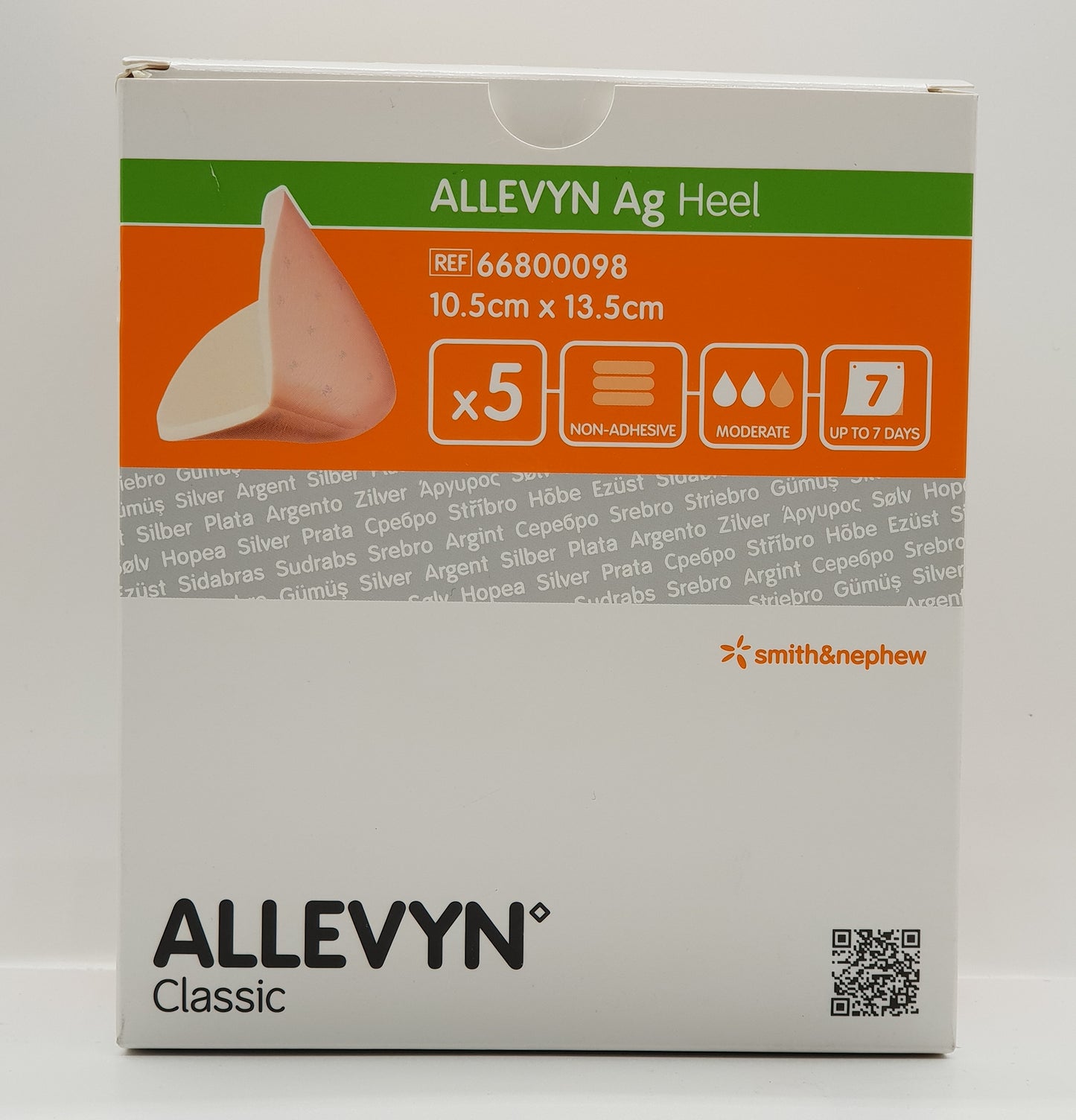 Allevyn AG Heel Foam Dressings 10.5cm x 13.5cm – Sterile Pack of 5