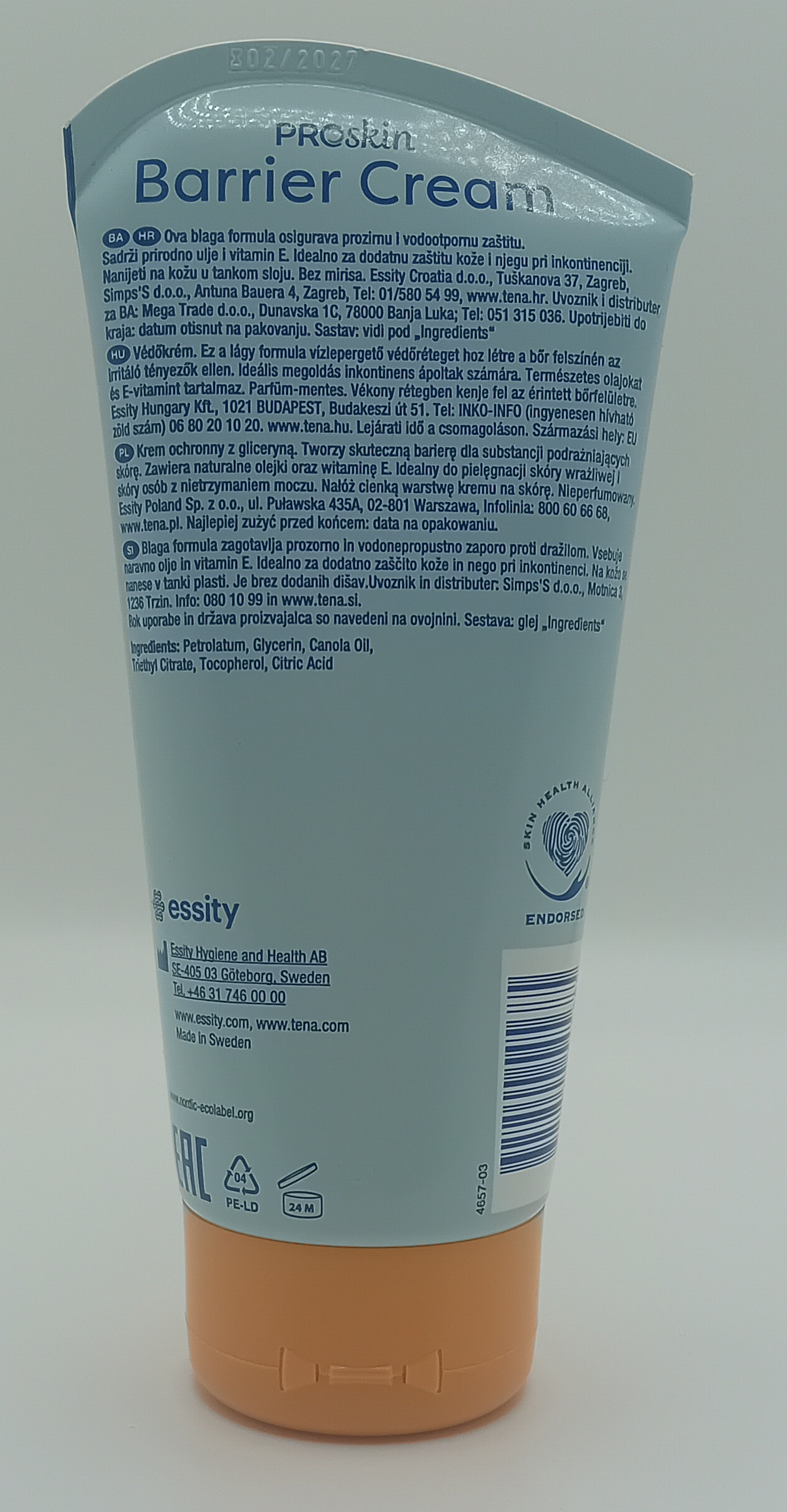 TENA Barrier Cream 150ml - Skin-Friendly, Moisturizing Cleanser - NEW