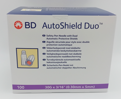 BD AutoShield Duo Safety Pen with Duel Automatic Shields - Box of 100