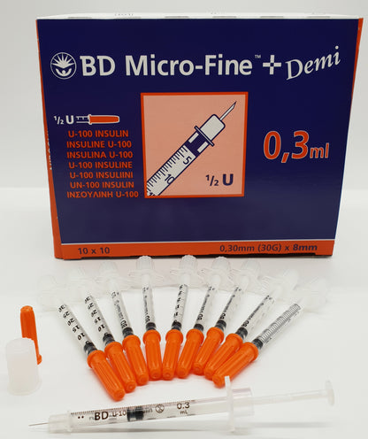 BD Microfine Insulin Syringes – Box of 100