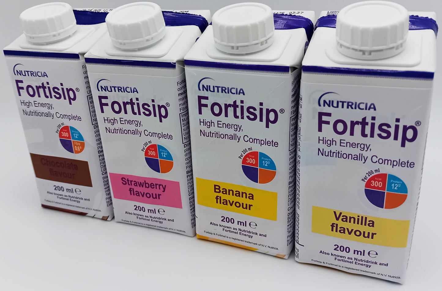 Fortisip 200ml Mixed Flavours - Pack of 24 (Strawberry, Chocolate, Vanilla, Banana)