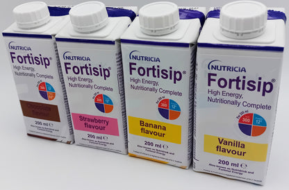 Fortisip 200ml Mixed Flavours - Pack of 24 (Strawberry, Chocolate, Vanilla, Banana)