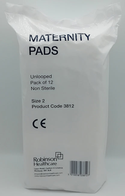 Maternity Pads Size 2 Unlooped Non-Sterile – Pack of 12