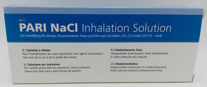 Pari NaCl 2.5ml Sterile Saline Solution - Box of 20 Ampoules