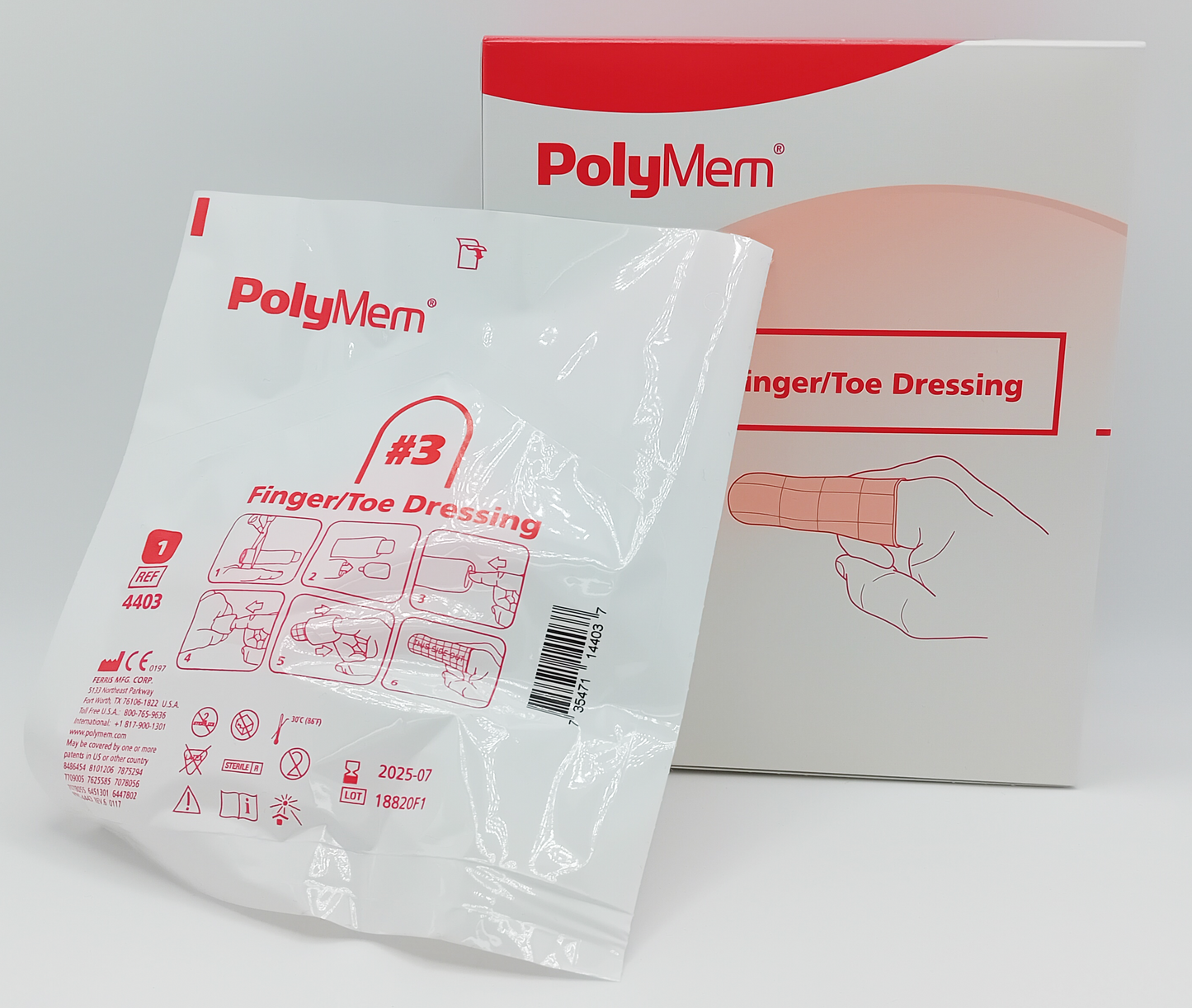 PolyMem Finger/Toe Dressings (Size 3 – Large) - Box of 6