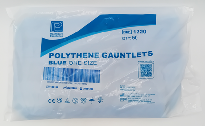 Premier Poly Gauntlet Blue - Pack of 50 - Disposable Gloves