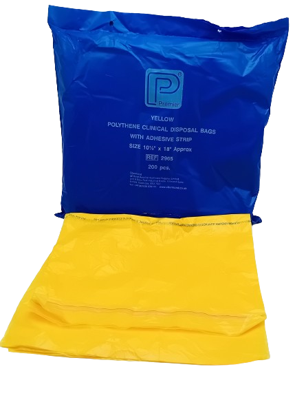 Premier  Yellow Polythene Clinical Disposal Bags - Pack of 200