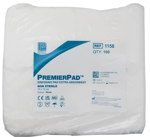 Premier Dressing Pad Non-Sterile 12cm x 10cm - Pack of 100