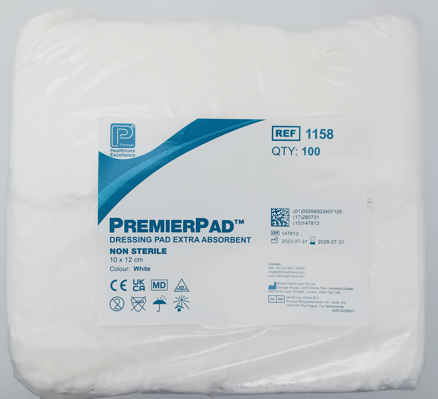 Premier Dressing Pad Non-Sterile 12cm x 10cm - Pack of 100