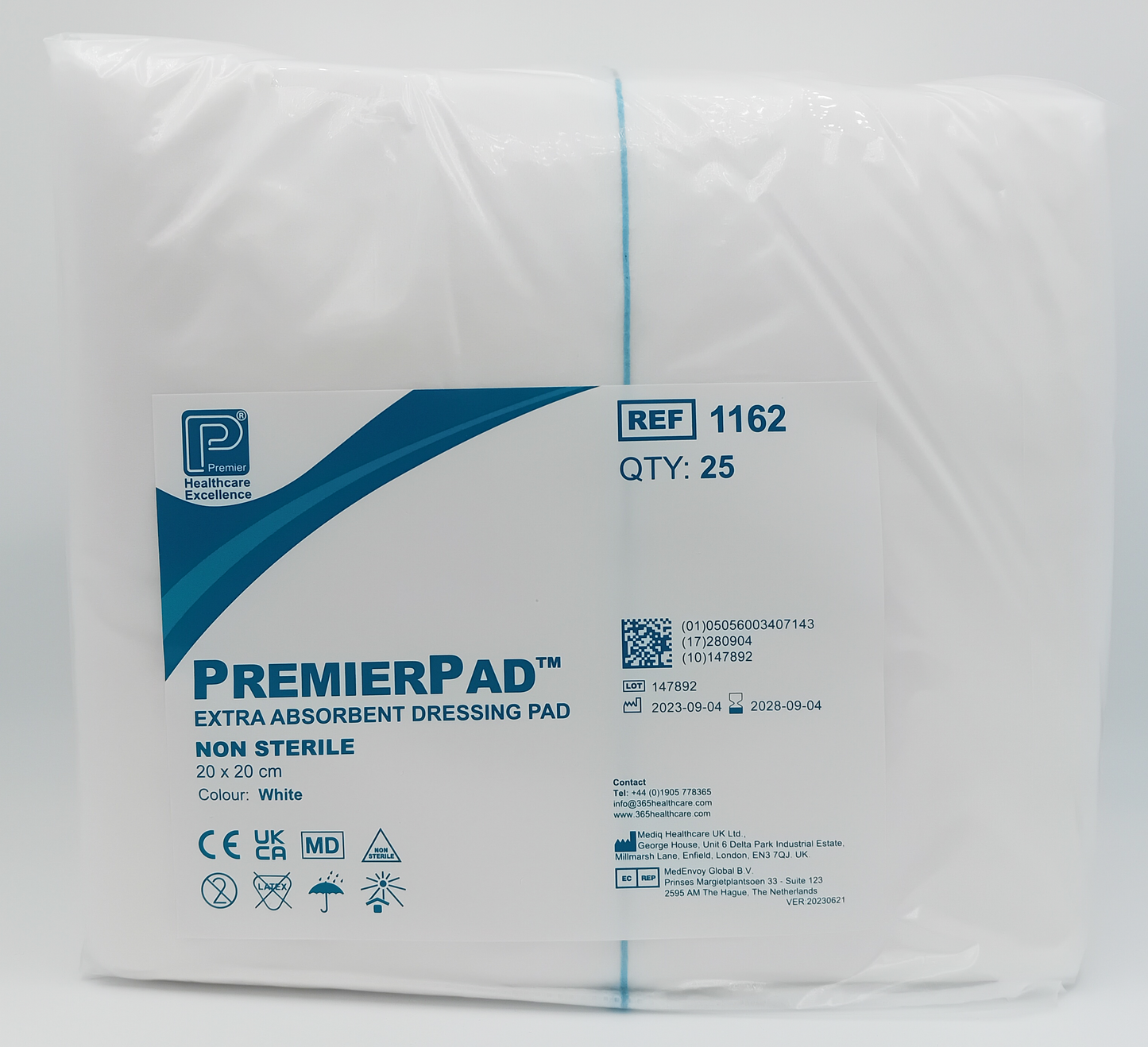 Premier Dressing Pad Non-Sterile 20cm x 20cm - Pack of 25