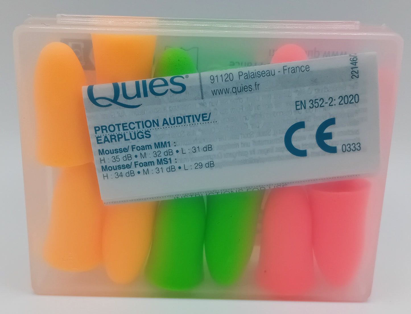 QUIES Anti Noise Foam EarPlugs - Multicolour - 12 Plugs (6 Pairs)