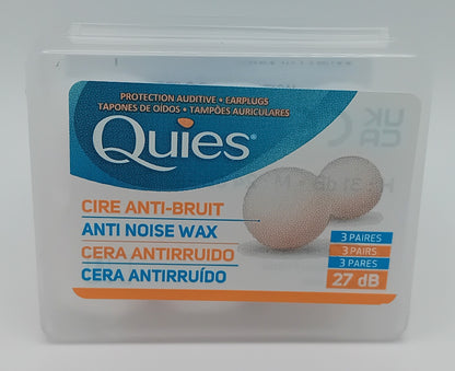 QUIES Anti Noise Wax EarPlugs - 6 Plugs (3 Pairs) - Comfortable Hearing Protection