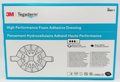 Tegaderm High Performance Foam Adhesive Dressing 10cm x 11cm Box of 10