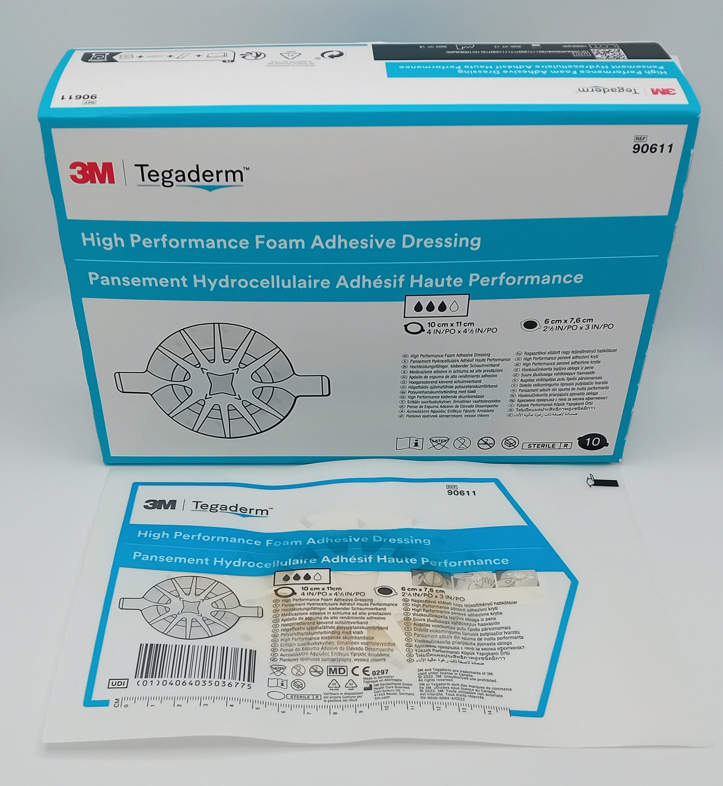 Tegaderm High Performance Foam Adhesive Dressing 10cm x 11cm Box of 10