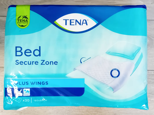 TENA Bed Pads Plus with Wings 80cm x 180cm - Pack of 20 - Superior Protection