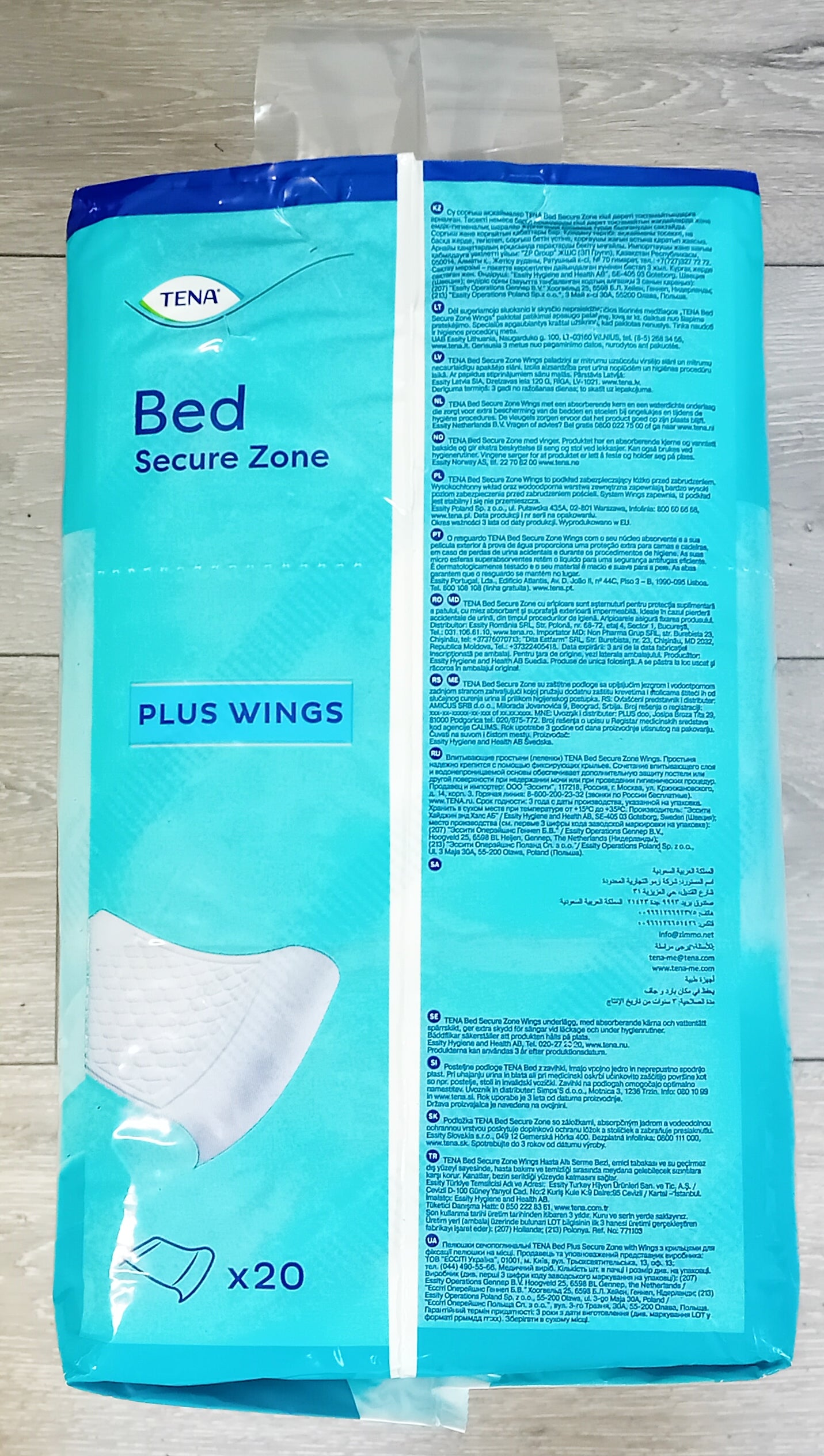 TENA Bed Pads Plus with Wings 80cm x 180cm - Pack of 20 - Superior Protection