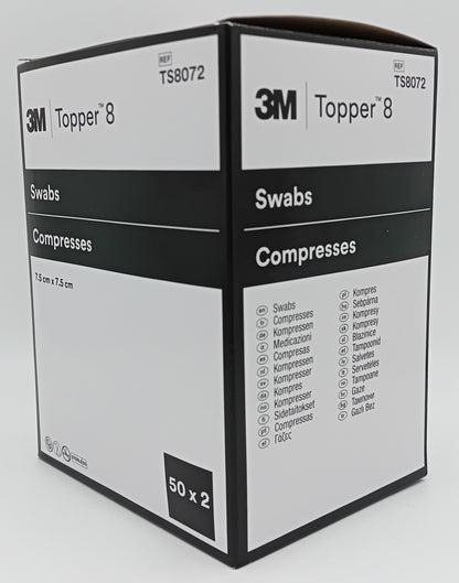 Topper 8 Swabs 7.5cm x 7.5cm - Box of 50 - Soft and Absorbent for Gentle Wound Care