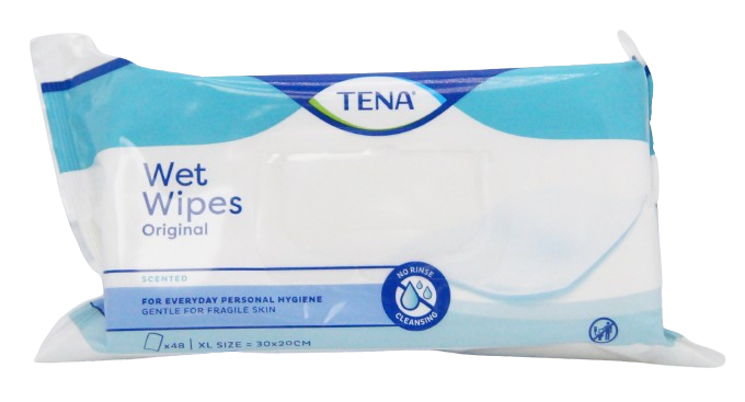 Tena Wet Wipes Original 30x20cm XL x48 wipes - Box of 12